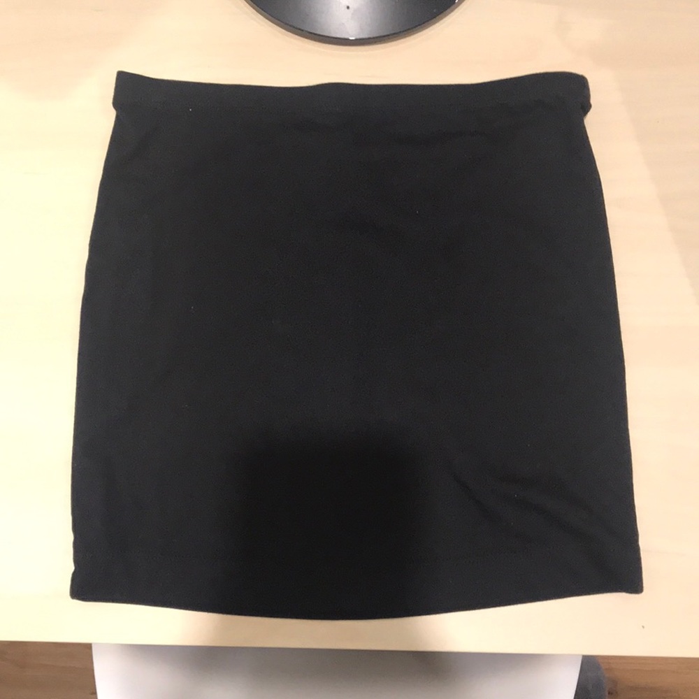 Black cotton mini skirt